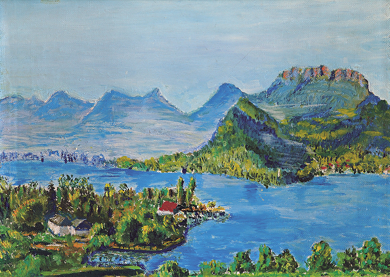 La baie de Talloires - huile sur toile - François Couttet